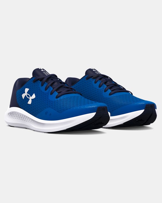 Boys' Grade School UA Charged Pursuit 3 Running Shoes in Blue image number 3